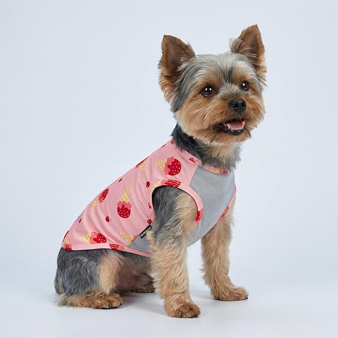 Fitwarm 2 Pack Ice Cream & Cherry UPF 50+ UV Sun Protection Dog Shirt, Lightweight Cooling Vest, Quick Dry Summer Clothes for Small Dogs Girl, Pet Outfit, Pink, Light Sky Blue, XXL