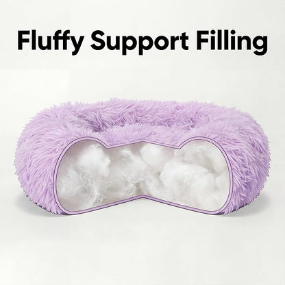 Tiny Dog Bed 15 Inch for Extra Small Dogs,Washable Puppy Bed,Soft Faux Fur Calming Donut Bed for Chihuahua Yorkie Maltese Pomeranian,Purple