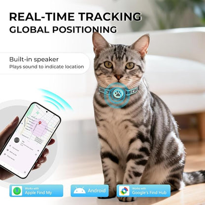 Cat GPS Collar, iOS & Android, Bluetooth, Green, Green-1P | Activity monitor, no monthly fee, works with Apple Find My & Google Find Hub, adjustable, fits cats and small dogs