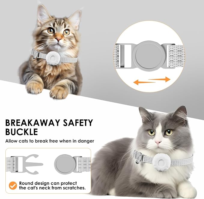 GPS Tracker for Cats (iOS Only), MINI GPS Cat Tracker, Real-Time Location Pet Tracker, No Monthly Fee, Compatible with Apple Find My,Anti-Lost,Finder Tag for Vehicles, Pets, Kids, Items (White)