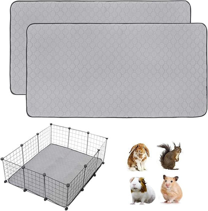 Guinea Pig Cage Liners, 36''X36'' Washable Guinea Pig Pee Pads, Non Slip Reusable Super Absorbent Guinea Pig Training Mat Bedding Fleece for Small Animals Hamster Rabbit Chinchilla Rat, 2Pack