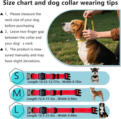 1Pc Air Tags Dog Collar Tracker, Waterproof Pet Collar Location Tracker with Air-Tag Chip for Apple Find My (iOS only) (Red, S)