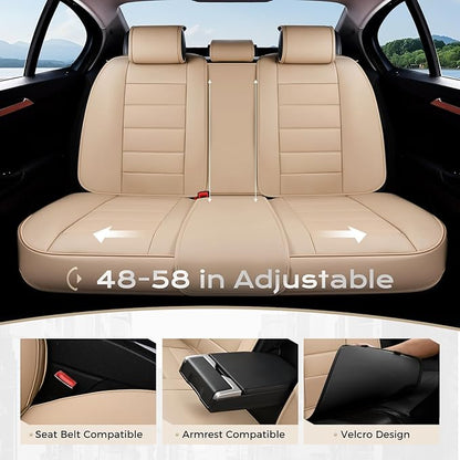 Coverado Car Seat Covers Full Set, Seat Covers for Cars, Front Seat Covers and Back Seat Cover Waterproof Leather Automotive Seat Cover, Universal Car Interior Protectors Cushion for Most Cars