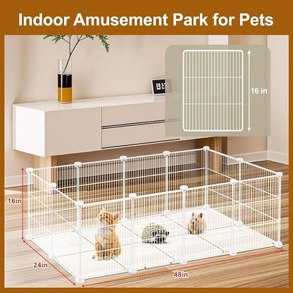 VISCOO 20 Panels Small Animal Playpen, Pet Playpen, C&C Cage for Guinea Pigs, Rabbit/Bunny Cage, Puppy Play Pen, Indoor Outdoor Portable Metal Wire Yard Fence(White)