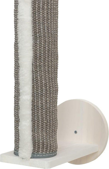 Trixie Cat Wall Furniture Set 1 - Customizable Cat Wall Climbing Set - with Climbable Scratching Post and Elevated Plattform - with Durable Sisal Rope - in White/Gray