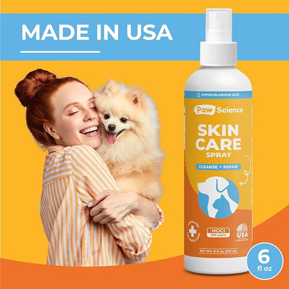 Paw Science Skin & Wound Care Spray for Dogs & Cats – Lick-Safe Antiseptic Healing Aid, Itch Relief & Skin Repair Treatment for Hot Spots, Rashes, Cuts, Burns, & Irritation