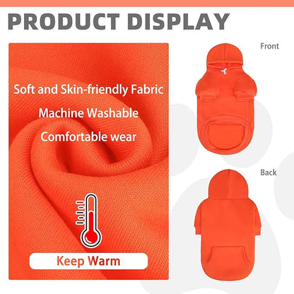 KOOLTAIL Dog Hoodie for Small Medium Dogs Cats, Soft&Warm Pet Sweater with Leash Hole and Pocket Boy Girl,Puppy Fall Winter Jacket Clothes,French Pitbull Cold Weather Coat Sweatshirt,Orange XS