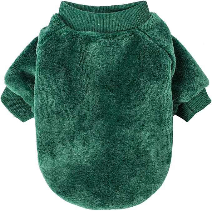 FabriCastle Christmas Dog Sweater, 2-Pack Dog Clothes, Soft and Warm Pet Jackets for Small Dogs & Cats, Winter Pet Apparel Costumes, Puppy Outfits (Dark red,Dark Green, X-Small)