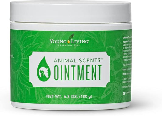 Young Living Animal Scents Pet Skin Ointment | 6.3 oz | Botanical Pet Balm with Tea Tree, Geranium & Patchouli Oils | Conditioning Ointment for Paws, Nose & Coat | Grooming Care for Dogs & Animals
