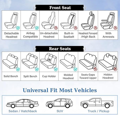 Coverado Seat Covers, Car Seat Covers Front Seats, Premium Nappa Leather Seat Covers for Cars, Waterproof Car Seat Protector with Lumbar Support, Front Seat Covers Universal Fit for Most Cars (Blue)