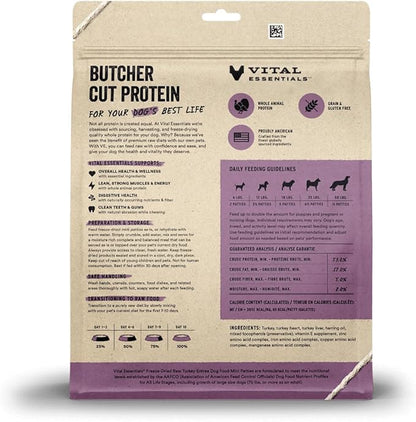 Vital Essentials Freeze Dried Dog Food, Raw Turkey Mini Patties | Complete Meal or Topper | High Protein, Grain Free Dry Dog Food | 14 oz Bag