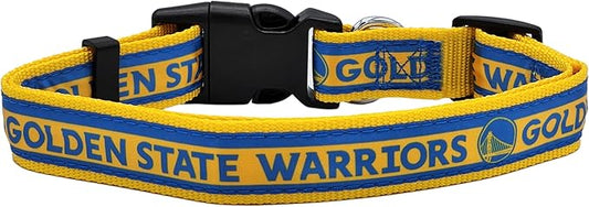 New & Improved Pets First NBA PET Collar Golden State Warriors Dog Collar, Size Large Basketball Team Collar for Dogs & Cats. A Shiny & Colorful Dog & Cat Collar Licensed by The NBA