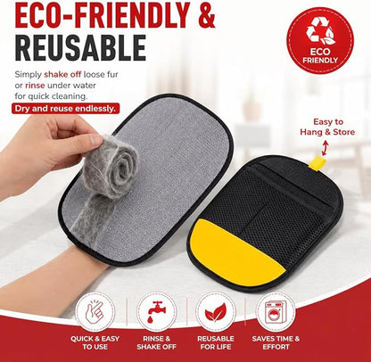 2PCS Pet Hair Removal Gloves for Dogs & Cats, Reusable Electrostatic Pet Hair Remover Tool, Magic Fur Removal Glove for Clothing, Couch, Carpet & Car