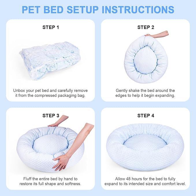 Donut Dog Bed for Small & Medium Dogs - Cooling Pet Bed with Non-Slip Bottom, Summer Comfort Dog Beds for Puppies, Washable & Portable Egg Tart Shape (M)