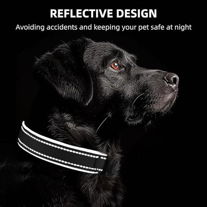 AirTag Dog Collar, IP68 Waterproof Air Tag Dog Collar Holder, Reflective, Ultra-Durable, Comfortable Padded, Heavy Duty Dog Collars for Small Medium Large Dogs (Ebony, S)