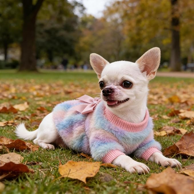 Dog Sweaters for Small Dogs Girl Dog Clothes Fleece Small Dog Pajamas Female Warm Dog Pjs Soft Dog Onesie Heart Chihuahua Clothes Pink Pet Puppy Pajamas, 3XS