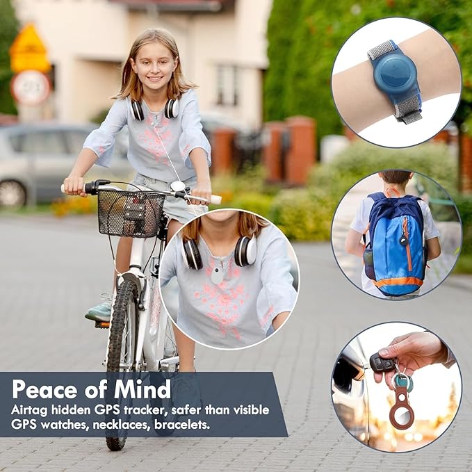 for Airtag Holder for Kids Baby Toddler Hidden 2 Pack GPS Tracker Case, Anti-Removal for Airtag Silicone Case with Safety Pins, Suitable for Children, Elderly, Pets, Backpack, Luggage (White+Pink)