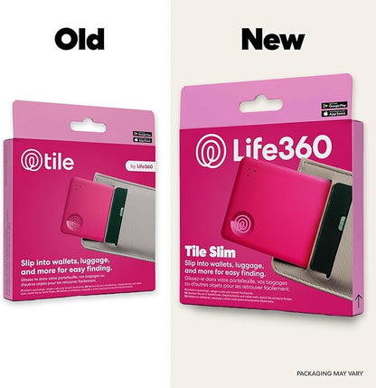 Life360 Tile Slim - Wallet Finder, Bluetooth Tracker and Item Locator for Luggage Tags, Passports and More. Both iOS and Android Compatible. Phone Finder. 1-Pack (Pink Punch)