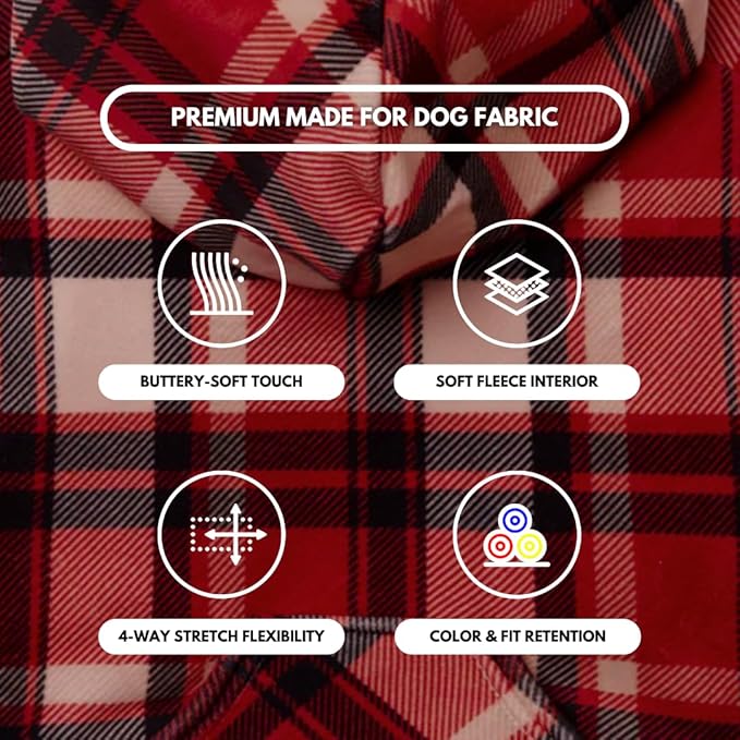 Spark Paws Human Hoodie - Premium Quality, Buttery Soft, Superior Comfort and Fit, Calming Fleece Interior, Suitable for All Styles – Red Plaid, 2XL