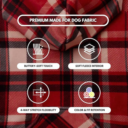 Spark Paws Human Hoodie - Premium Quality, Buttery Soft, Superior Comfort and Fit, Calming Fleece Interior, Suitable for All Styles – Red Plaid, L