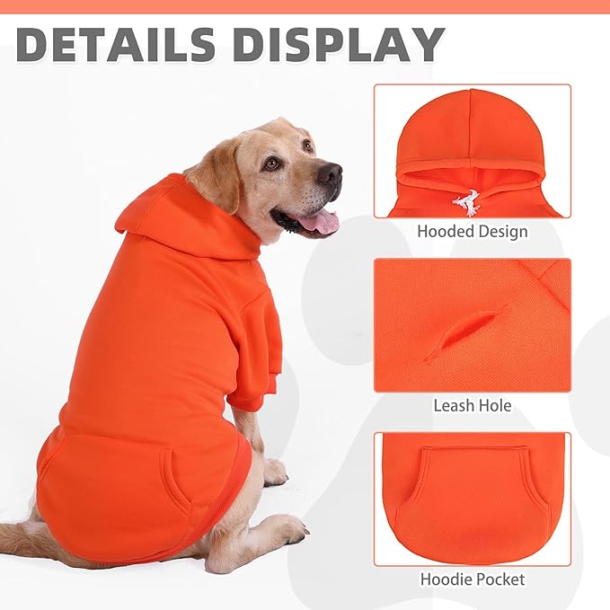 KOOLTAIL Dog Hoodie for Small Medium Dogs Cats, Soft&Warm Pet Sweater with Leash Hole and Pocket Boy Girl,Puppy Fall Winter Jacket Clothes,French Pitbull Cold Weather Coat Sweatshirt,Orange XS