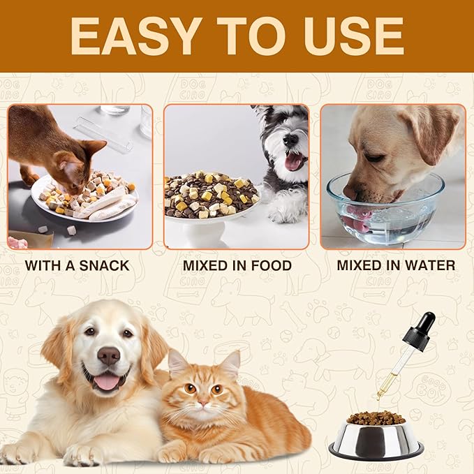 Pet Immune Support for Reducing Irritation, Gentle Critical Immune Defense for Cats & Dogs with Improve Skin and Coat Health, Easy Feeding Animal Essentials Drops - 2 FL.OZ [60ml]