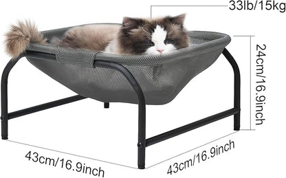 JUNSPOW Cat Bed [Designed for Big Cats] Cat Hammock Dog Bed Pet Square Hammock Bed Free-Standing Kitty Sleeping Couch Pet Supplies Whole Wash Stable Detachable Easy Assembly Indoor Outdoor