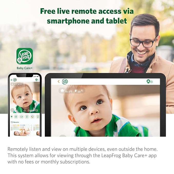 LeapFrog Scout LF2911 Baby Monitor Camera, WiFi Remote Access, 1080p HD 360 ° Pan & Tilt Smart Camera, 2-Way Audio Talk, Night Light, Night Vision, Soothing Sounds, Temp. & Humidity Sensor