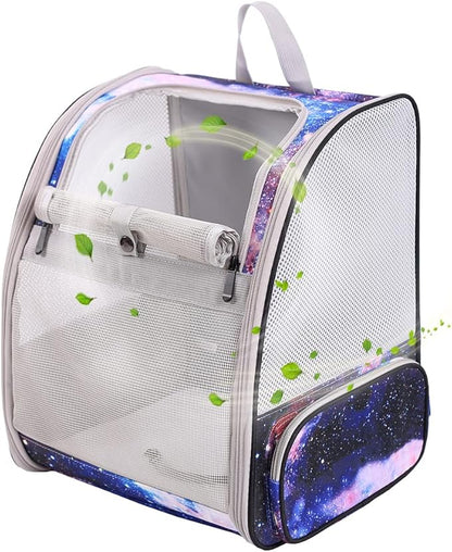 Pet Carrier Backpack for Cats and Small Dogs, Fully Breathable Vented Backpack for Kitten Bunny Airline Approved Travel Hiking Camping Cat Book Bag (Blue, Ventilation)