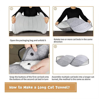 Foldable Pet Bed Cat Litter Breathable Kennel Cave Tunnel Toy Semi-Enclosed Creative Cat Mat Four Seasons Pet Supplies Felt Cloth