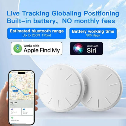 GPS Tracker for Vehicles No Subscription, 2PCS Real Time GPS Tracker for Car Work with Find My (iOS Only), Mini Hidden Car Tracker Device with Waterproof Case, No Monthly Fee (White)