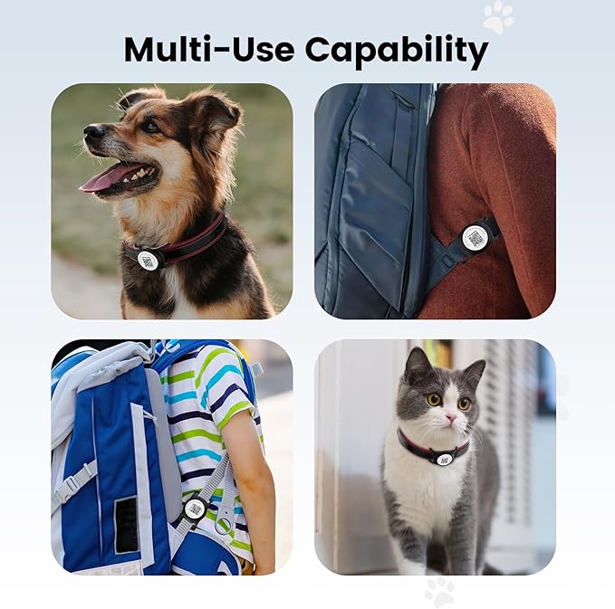 Smart Dog Tracker for Collar, for iOS & Android, Pet Location Tracker with Holder, No Monthly Fee, Real-Time Location Updates, IPX6 Waterproof, 365 Days Battery Life, GPS Dog Tracker, Black