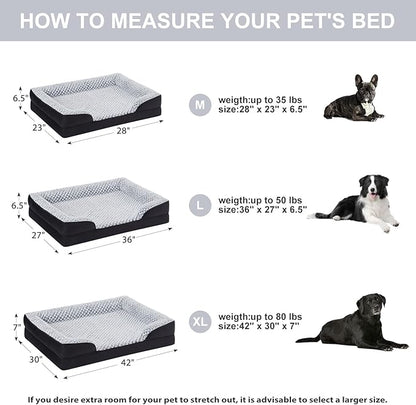 LEXTRO Orthopedic Dog Bed for Large Dogs, Egg Crate Foam Bed for Large Dogs, Equipped with Removable Waterproof Pillow Cover and Anti-Slip Bottom, Pet Bed