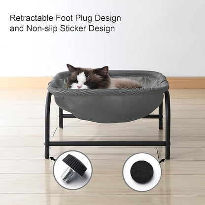 JUNSPOW Cat Bed [Designed for Big Cats] Cat Hammock Dog Bed Pet Square Hammock Bed Free-Standing Kitty Sleeping Couch Pet Supplies Whole Wash Stable Detachable Easy Assembly Indoor Outdoor
