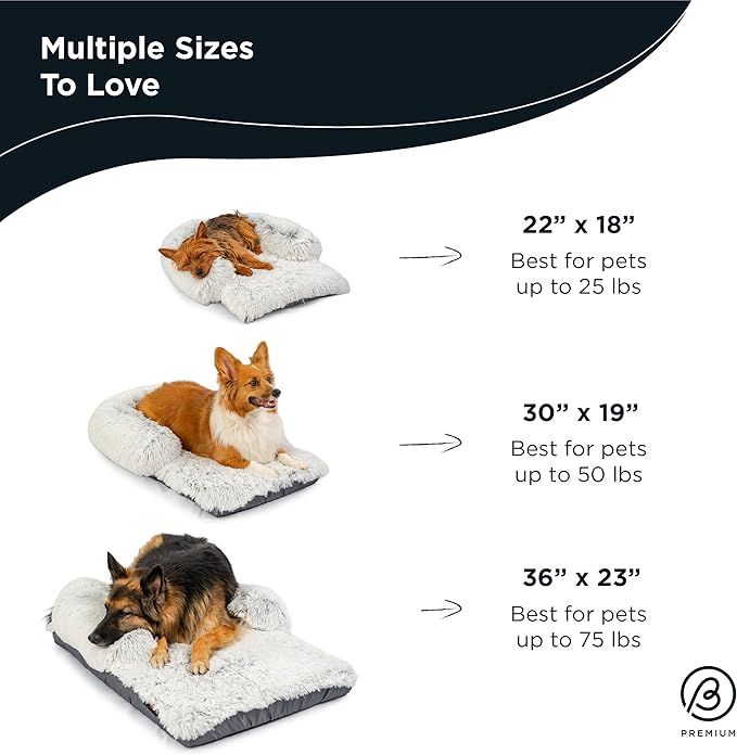 Best Friends by Sheri Nap Mat Dog Bed with Bolster - Washable Crate Pad, Removable Cover, Frost, Medium, 30x17