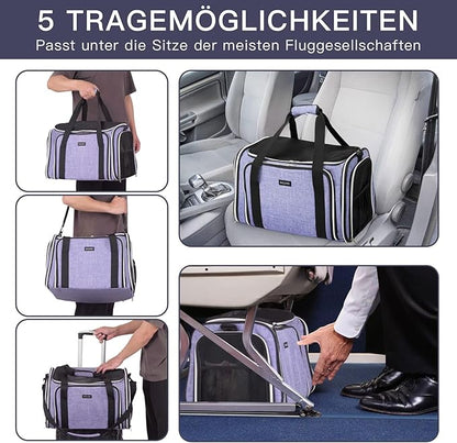 BAGLHER Cat Carrier Bag,Airline Approved Pet Carrier Soft Side Pet Travel 5 Sides Open Doors 3 Sides Expandable Foldable Dog Carrier with Fleece Pad