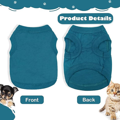 2 Pieces Chihuahua Clothes Dog Clothes for Small Dogs Girl Boy Spring Summer Puppy Soft Dog Shirt Solid Color Pet Clothing Cute Cat Cloth XXS~M (X-Small)