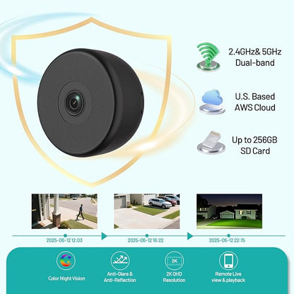 2K 3MP Window Camera, Smart AI Color Night Vision, 5G & 2.4GHz WiFi Indoor Home Security Cam w/Motion Detection, Real-Time Alerts, 2-Way Talk, Alexa, 24/7 Recording, Easy Install, 1-Pack