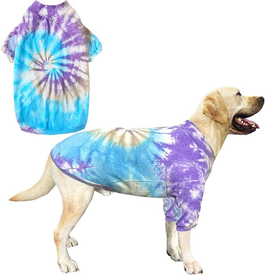 Dog Cotton Colorful Purple T-Shirts Soft and Stretchy Dog Shirt Pajamas Pets Clothes for Extra Large Dogs(3XL Purple)