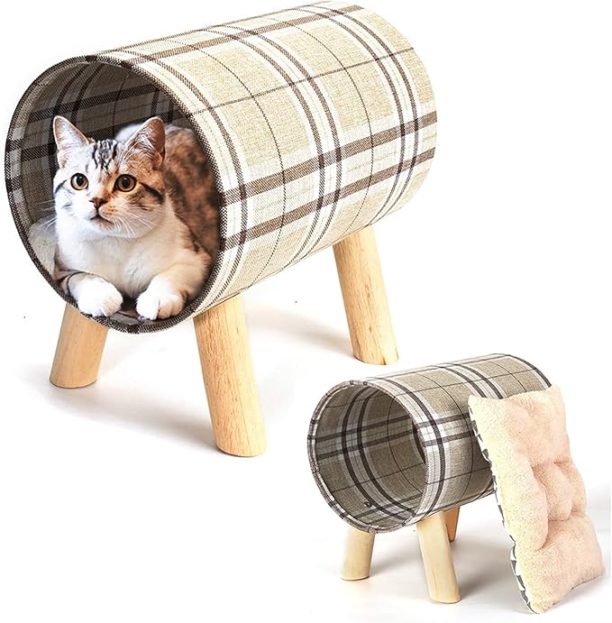 Pet Beds，Cylindrical cat Bed, Tunnel cat Bed, Removable and Washable Cotton pad, Summer cat Litter, Summer cat Supplies, pet Bed, cat Hammock on high Stand, All Seasons