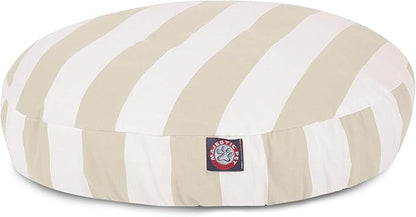 Majestic Pet Indoor Outdoor Vertical Stripe Round Pet Dog Bed with Removable Washable Cover, Sand, Medium