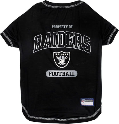 NFL Raiders Dog T-shirt Medium. - Licensed Shirt for Pets Team Colored with Team Logos- Premium Stretchable Materials for the comfort of your Dog & Cat