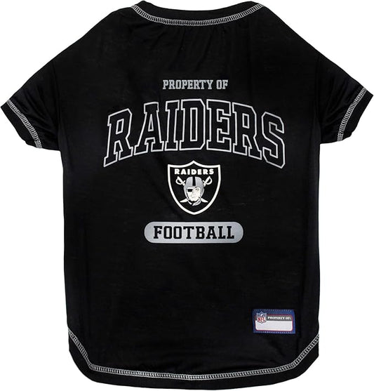 NFL Raiders Dog T-shirt X-Small. - Licensed Shirt for Pets Team Colored with Team Logos- Premium Stretchable Materials for the comfort of your Dog & Cat