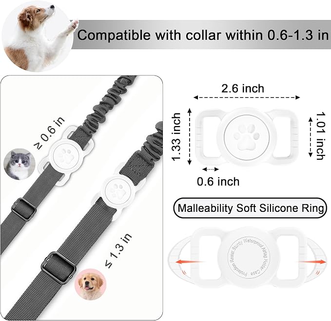 SANKALA Waterproof Airtag Holder for Dog Collar, White | Lightweight & Durable Silicone, For Apple AirTag, Reinforced Anti-Lost, Signal Friendly, for Apple AirTag(Gen 1 & 2)