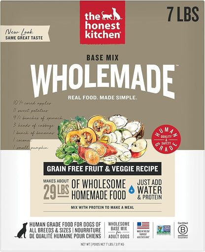 The Honest Kitchen Human Grade Wholemade™ Dehydrated Grain Free Fruit & Veggie Base Mix Dog Food (Just Add Protein), 7 lb Box