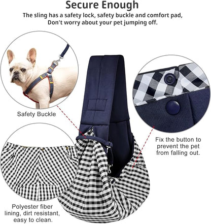 CUBY Dog and Cat Sling Carrier - Hands Free Reversible Pet Papoose Bag - Soft Pouch and Tote Design - Suitable for Puppy, Small Dogs Cats Outdoor