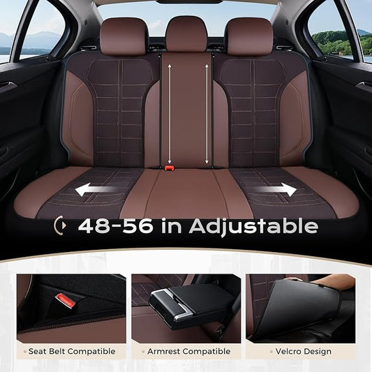 Coverado 3D Air Mesh Rear Car Seat Cover, Sports Carbon Fiber Design, Breathable Seat Protectors Airbag Compatible Comfort Universal for Most Cars, Van,Trucks, SUV, Brown