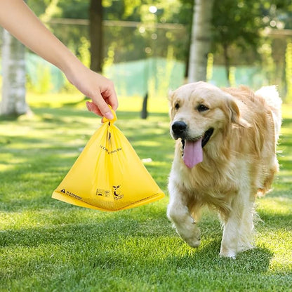 Certified Compostable Dog Poop Bags, 120 Count Landfill Friendly and Leakproof Waste Bags, Easy Open Unscented Maize Yellow Poop Bag for Dog, 15 Doggy Bags Per Roll (8 rolls)