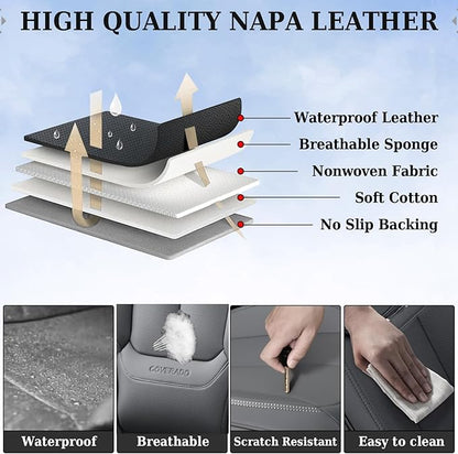 Coverado Seat Covers, Car Seat Covers Front Seats, Car Seat Cover, Car Seat Protector Waterproof, Car Seat Cushion Nappa Leather, Gray Seat Covers Carseat Cover Universal Fit for Most Cars