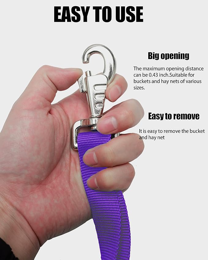 Adjustable Nylon Bucket Strap （3 Pack）- for Hay Nets, Water Buckets, Hanging Strap,Horse Outdoor Feeders,Heavy Duty Horse Water Feed, 30" (Purple)